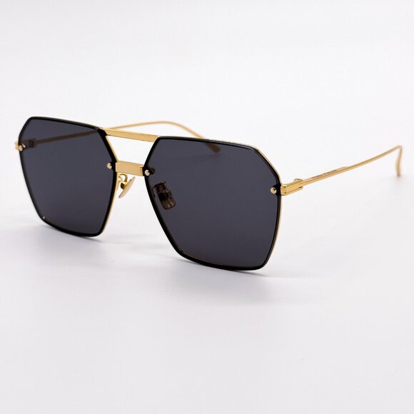 NEW BOTTEGA VENETA BV1045S 001 WOMEN GREY/GOLD SUNGLASSES BOTTEGA VENETA - Picture 3 of 13
